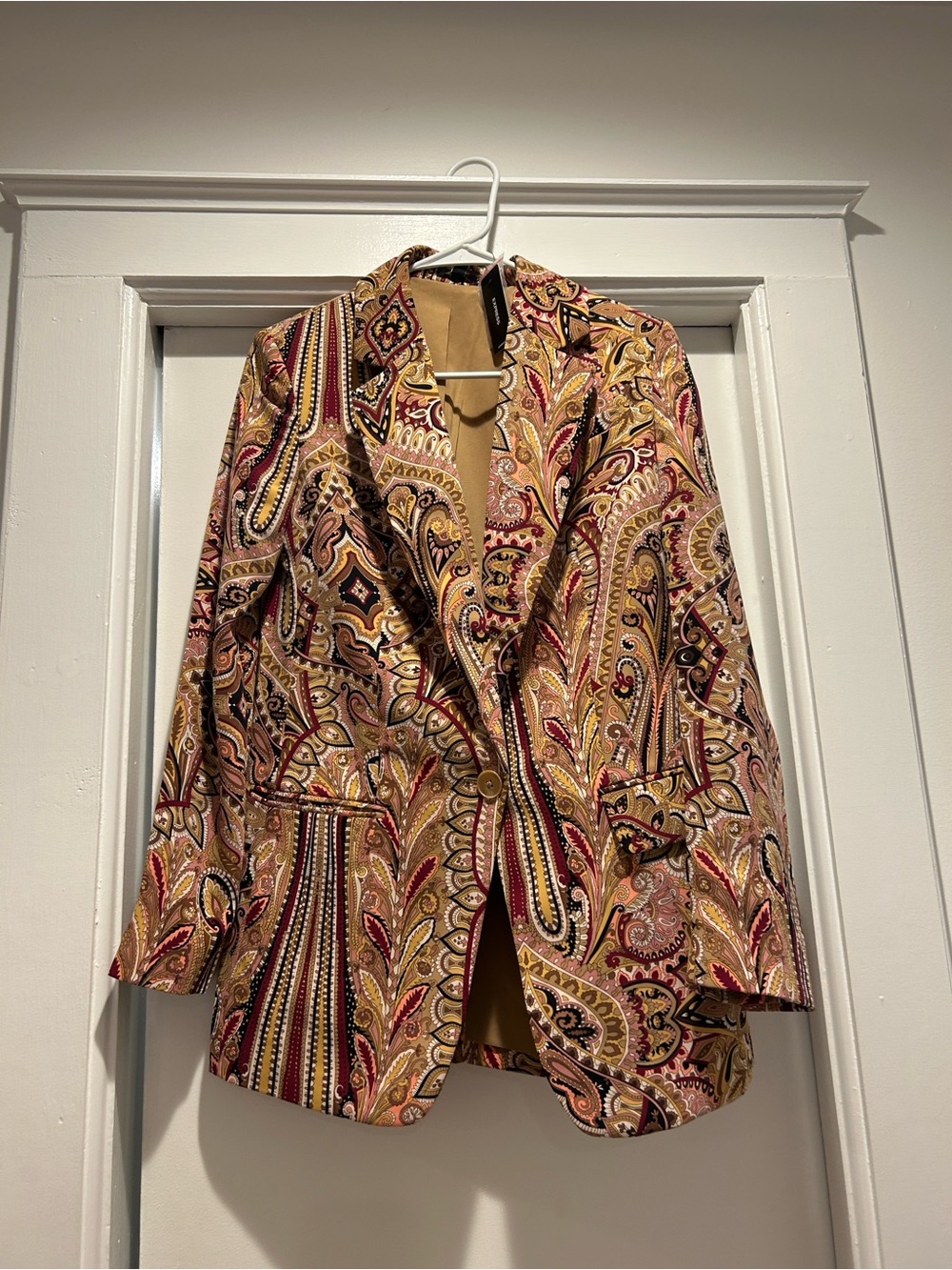 Express Paisley Blazer in Gold, Burgundy and Black